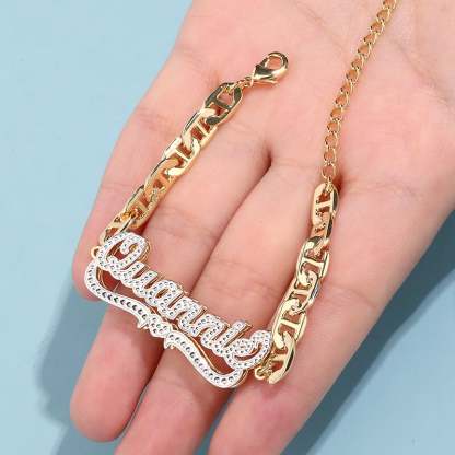 Heart Double Layer Two Tone Personalized Custom Gold Plated Name Bracelet-silviax
