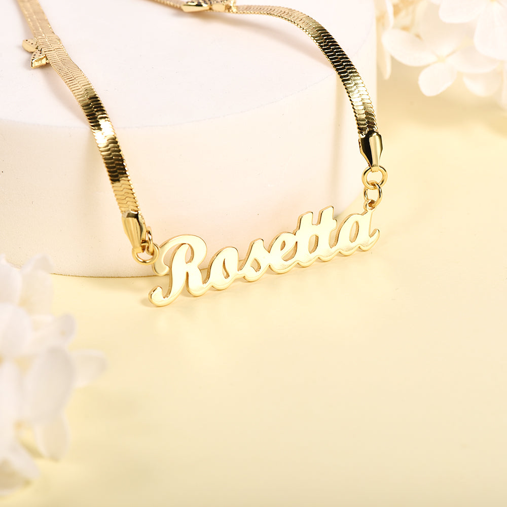 Herringbone Chain with Butterfly Personalized Name Necklace-silviax