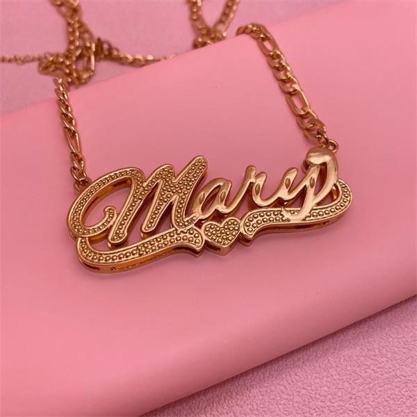 Gold Plated Personalized Name Necklace Old English Nameplate Bamboo Earrings Set-silviax