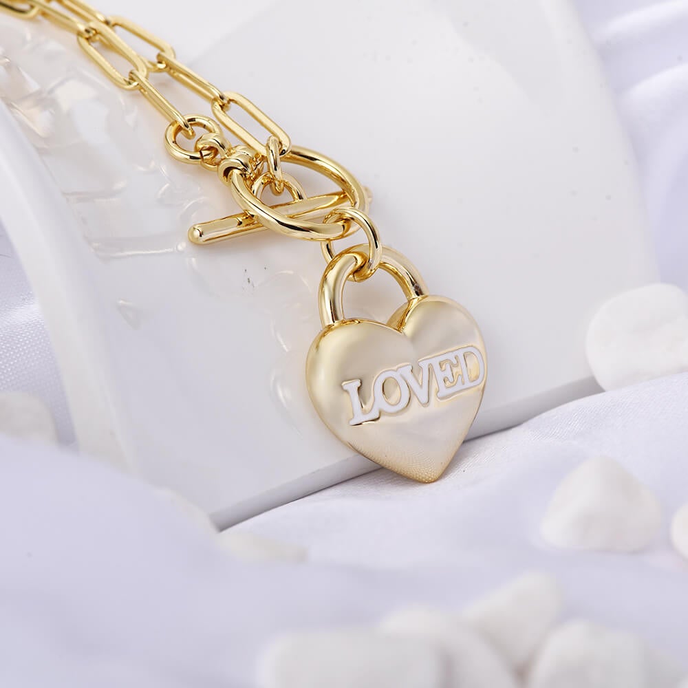 Heart Pendant Enamel Name Personalized Custom Gold Plated Engraved Necklace-silviax