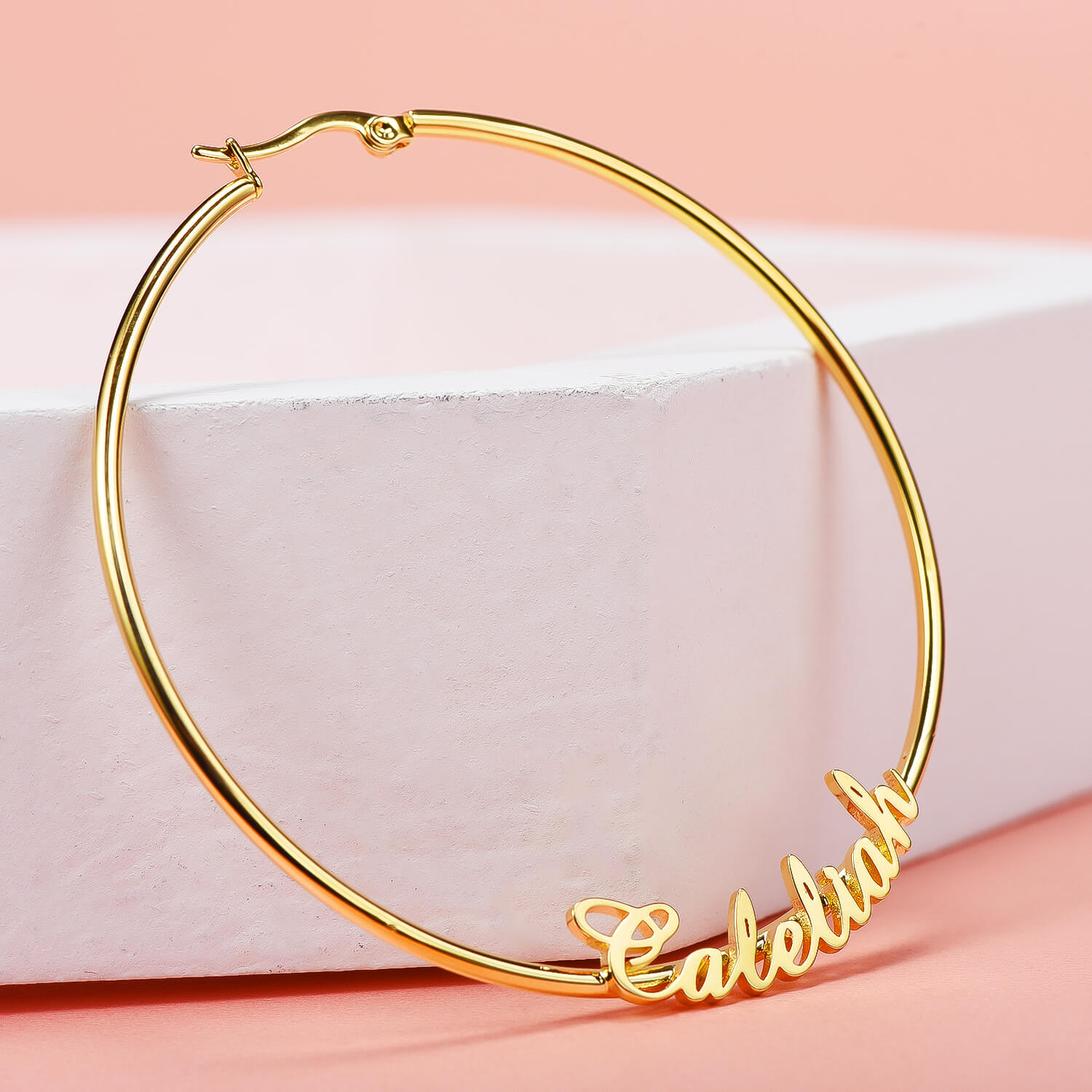 60mm Customized Hoop Gold Plated  Name Earring-silviax