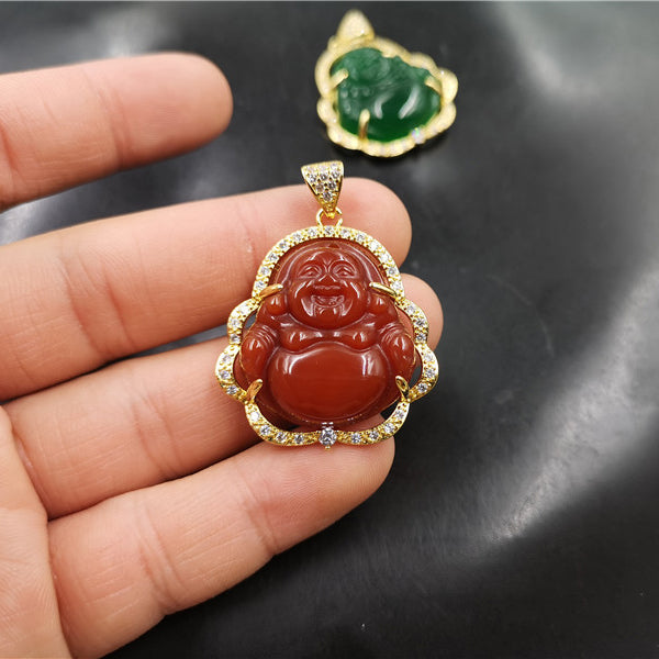 Zirconia Smile Maitreya Buddha Pendant Necklace Gift For Mom-silviax