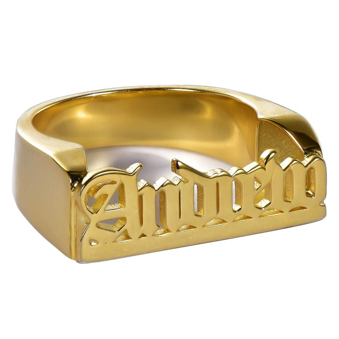 Gold Plated Personalized Gothic Name Ring-silviax