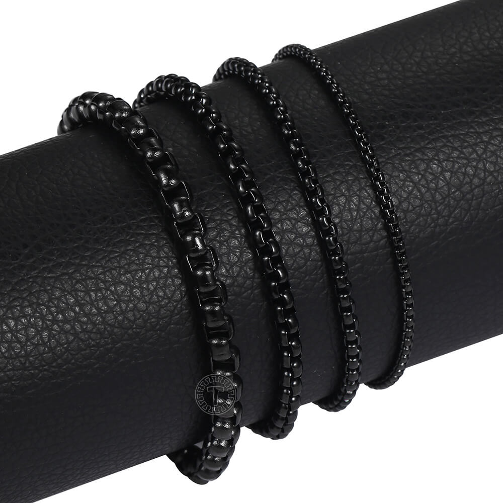 2-5mm Box Link Chain Black Bracelet-silviax