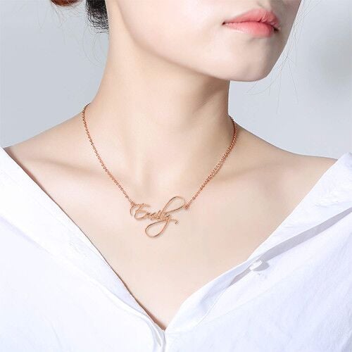 Nameplate Pendant Gold Plated Personalized Name Necklace Custom Jewelry Gift for Kids Women-silviax