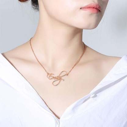 Nameplate Pendant Gold Plated Personalized Name Necklace Custom Jewelry Gift for Kids Women-silviax