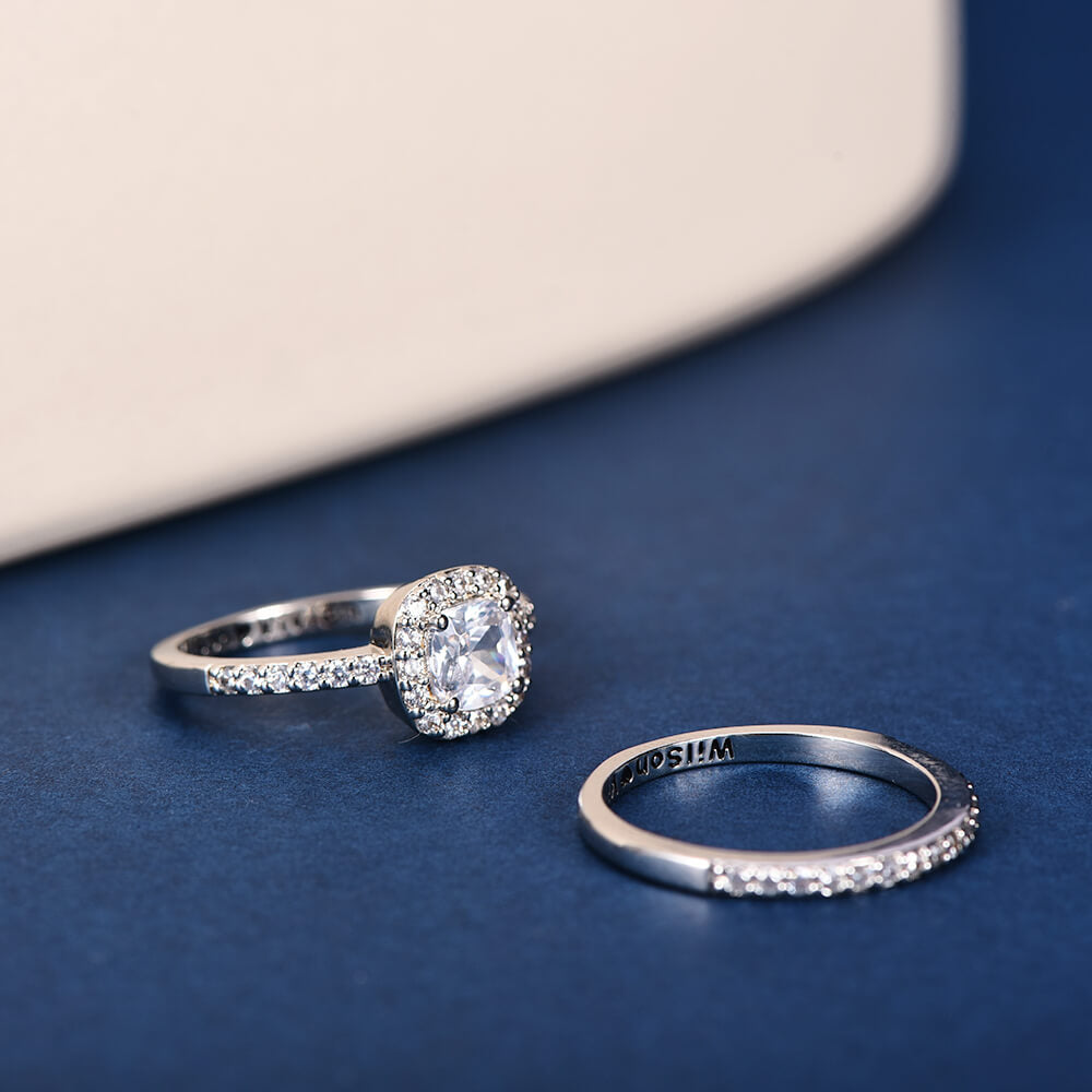Sterling Silver Ring Set With Cubic Zirconia Personalized Custom Engraved Ring-silviax