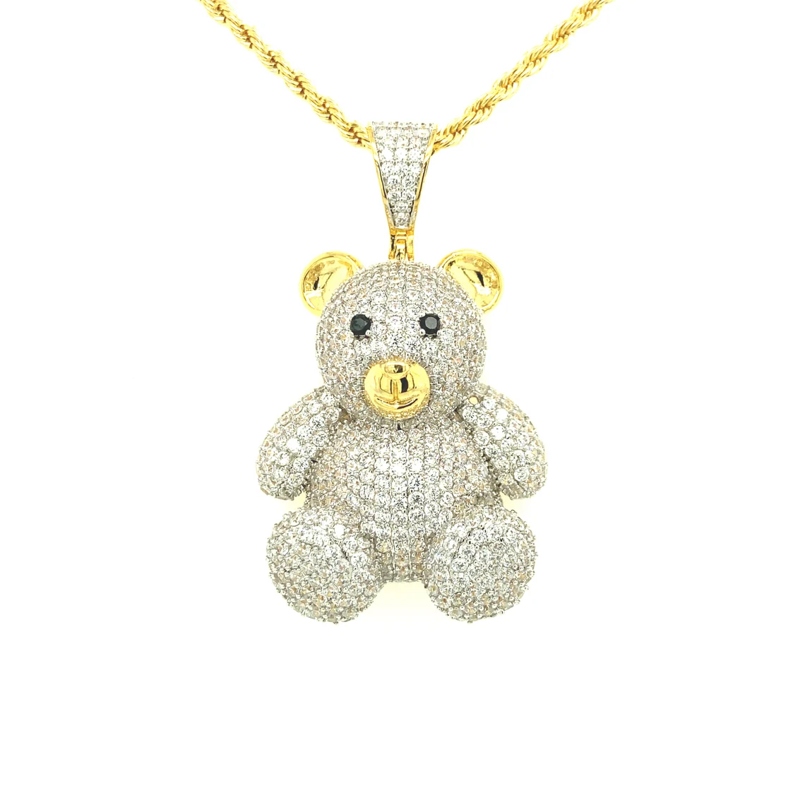 Cute Bear Pendant Iced Out Gold Plated Necklace -silviax