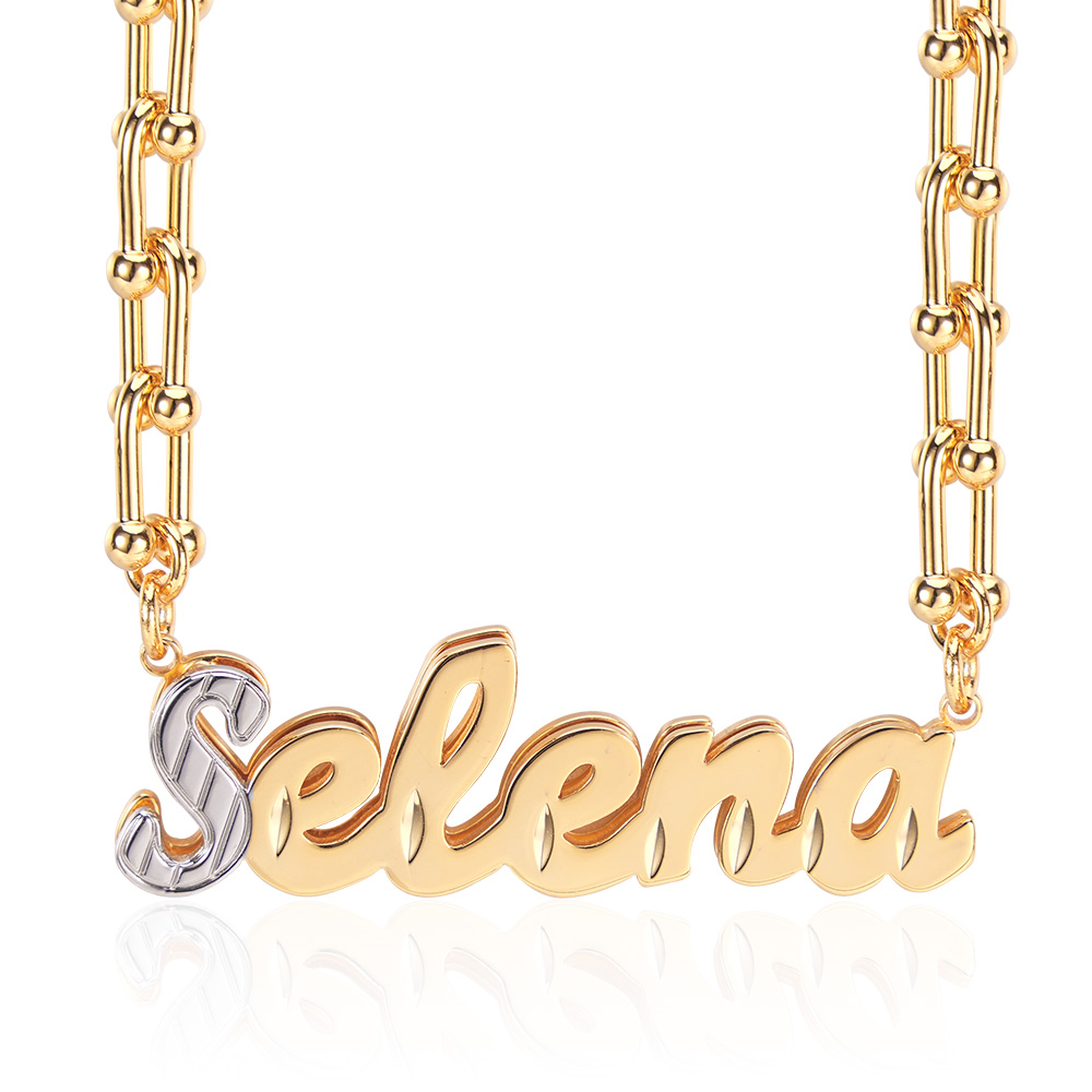 U Type Chain Double Layer Personalized Custom Name Necklace-silviax