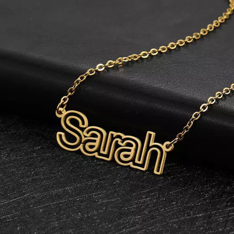 Personalized Hollow Name Necklace Custom Outline Nameplate Jewelry
