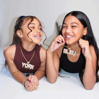 Crown Custom 2 to 6 Drip Letters Gold Plated Initial Necklace Hip Hop Style-silviax