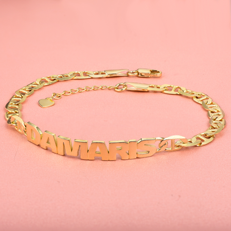 Gold Plated Personalized Capital Letter Name Bracelet-silviax