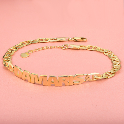 Gold Plated Personalized Capital Letter Name Bracelet-silviax