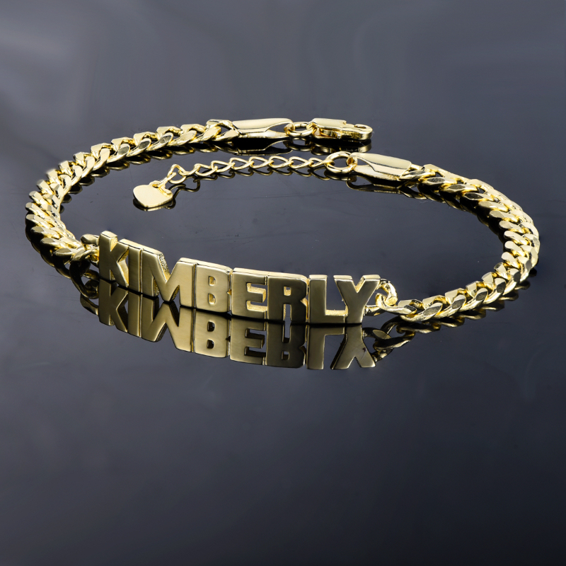 Gold Plated Personalized Capital Letter Name Bracelet-silviax