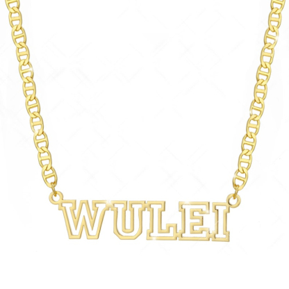 Hollow Letter Nameplate Pendant Personalized Custom Gold Plated Name Necklace-silviax