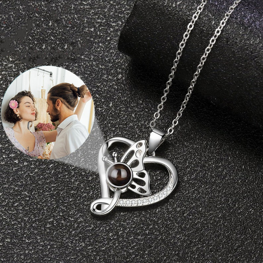 Butterfly Pendant Personalized Custom Photo Projection Necklace Gift For Women