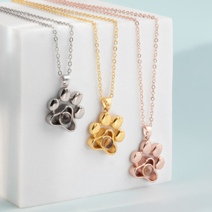 Pet Paw Pendant Personalized Custom Color Photo Projection Necklace