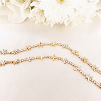 Personalized Initial Jewelry Set Custom Name Tennis Necklace and Bracelet