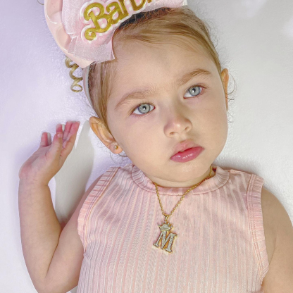 Crown Letter Pendant Personalized Custom Gold Plated Initial Necklace