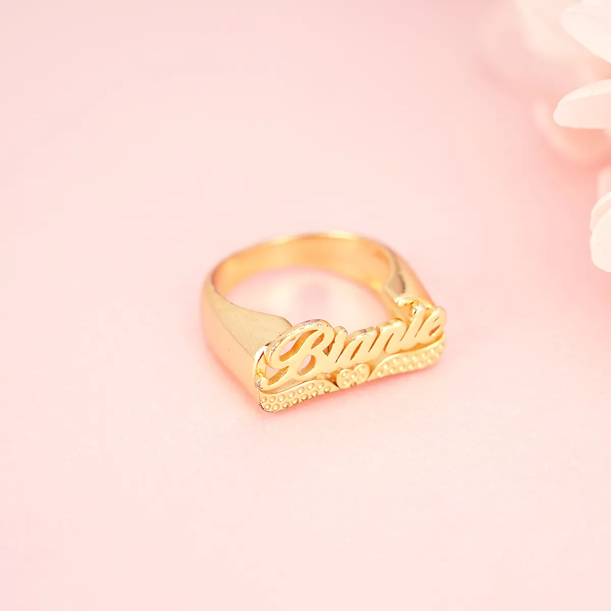 Heart Name Ring Personalized Custom Gold Plated Ring
