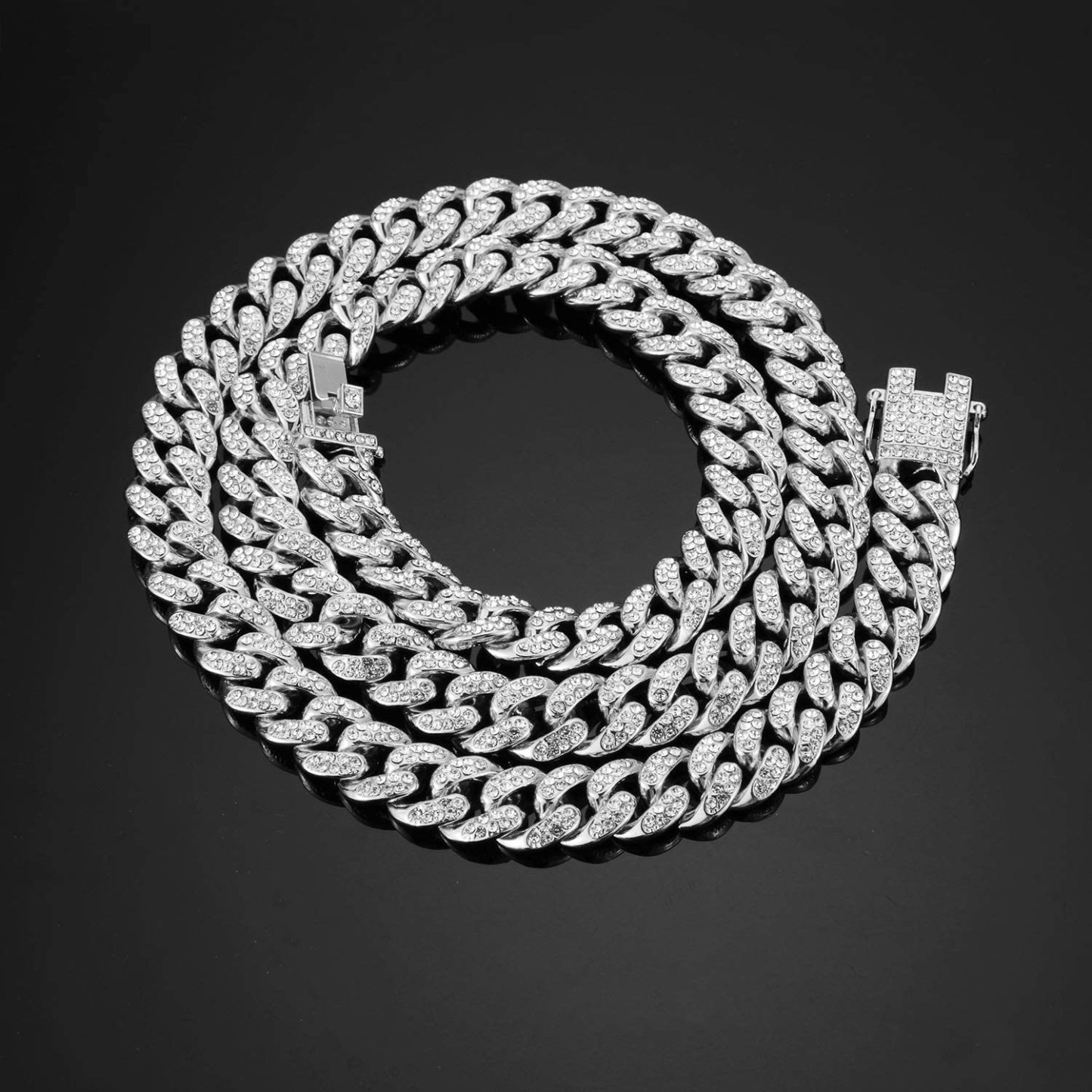 12MM Cuban Chain Gold Plated CZ Fully Iced-Out Necklace Hip Hop Style Jewelry for Men Women-silviax