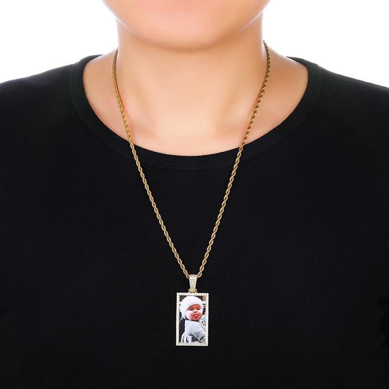 Square Pendant Personalized Custom Gold Plated Photo Necklace-silviax