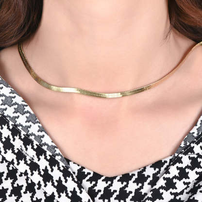 4mm Flat Snake Chain Gold Plated Necklace-silviax