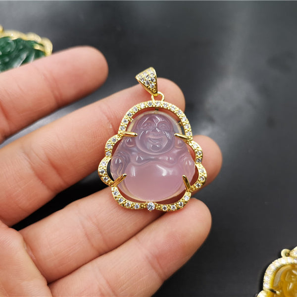 Zirconia Smile Maitreya Buddha Pendant Necklace Gift For Mom-silviax