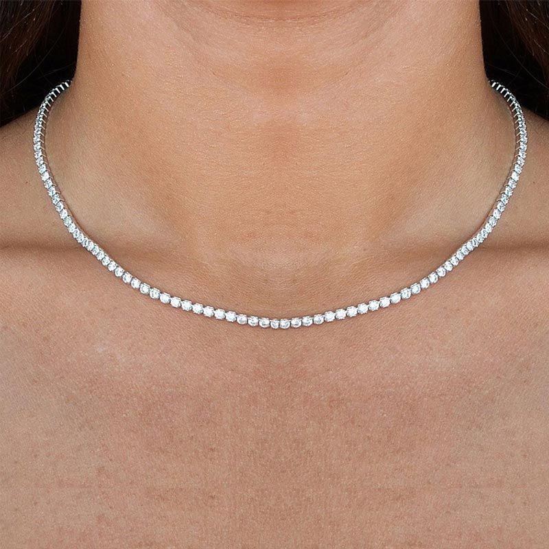 3MM/4MM Tennis Chain White Gold Plated Necklace-silviax