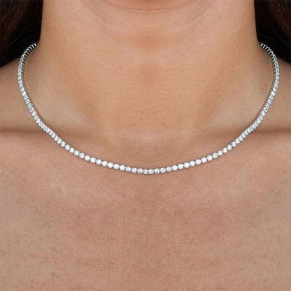 3MM/4MM Tennis Chain White Gold Plated Necklace-silviax