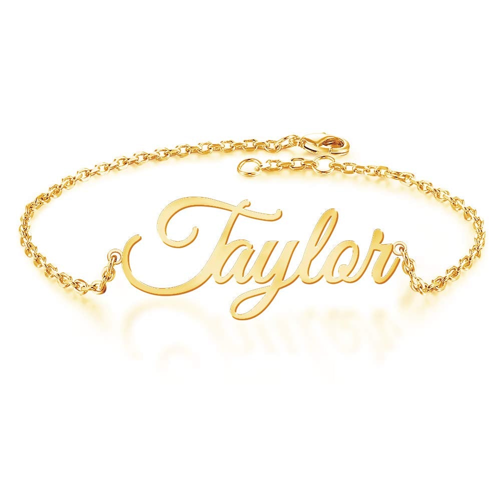 Gold Plated Classic Name Bracelet For Girls-silviax