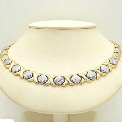 Two Tone XOXO Chain Gold Plated Necklace-silviax
