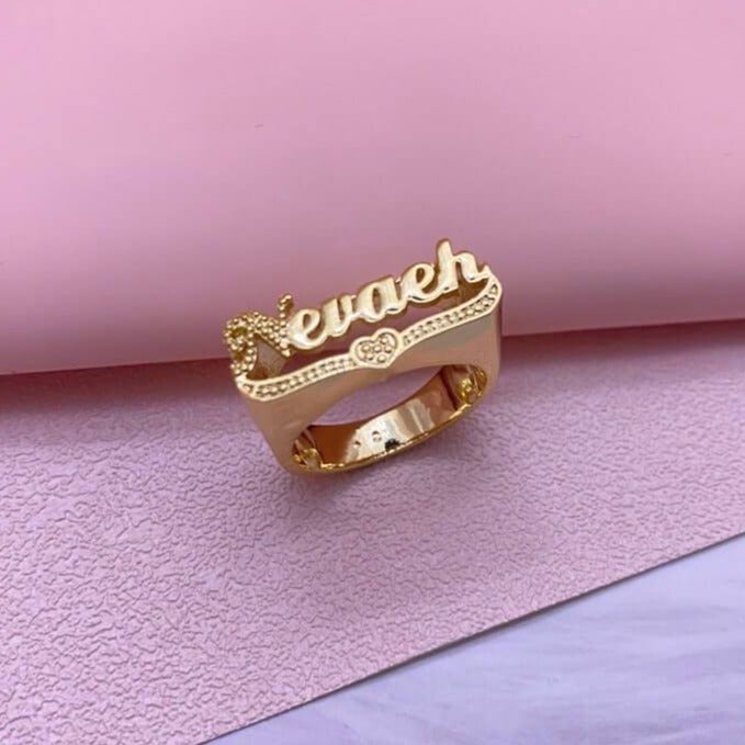 gold plated name ring