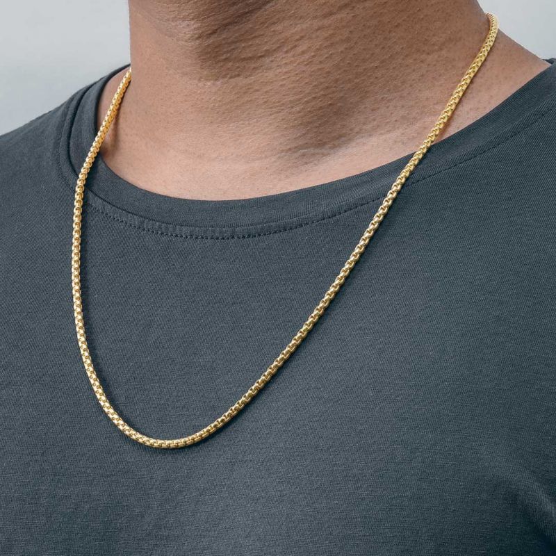 3mm/5mm Round Box Chain Gold Plated Necklace-silviax
