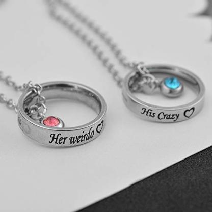 Engraved Ring Pendant With Birthstone Personalized Couples Necklaces Valentine's Day Gifts-silviax
