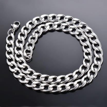 Cuban Link Chain 3mm-7mm White Gold Plated Necklace-silviax