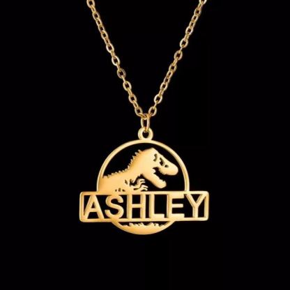 Personalized Dinosaur Name Necklace Circle Pendant for Men Boys-silviax