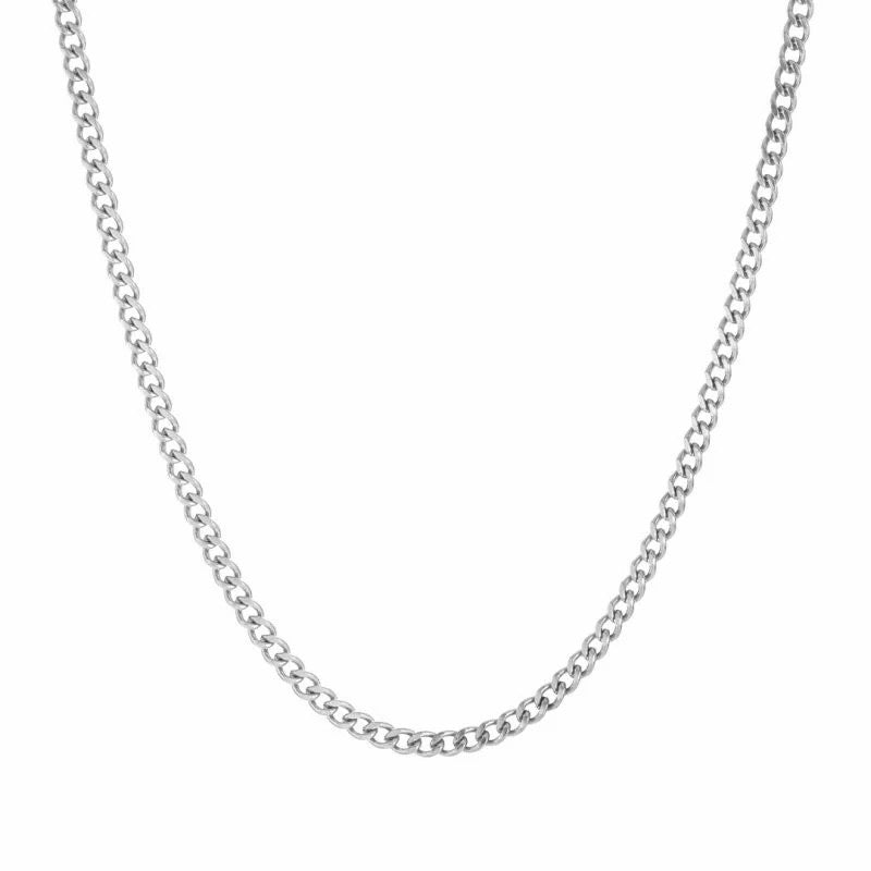 3mm/5mm Cuban Link Chain White Gold Plated Necklace-silviax