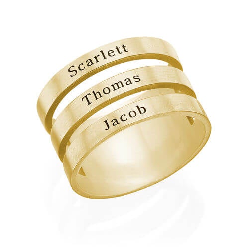 Three Names Custom Ring Gold Plated-silviax