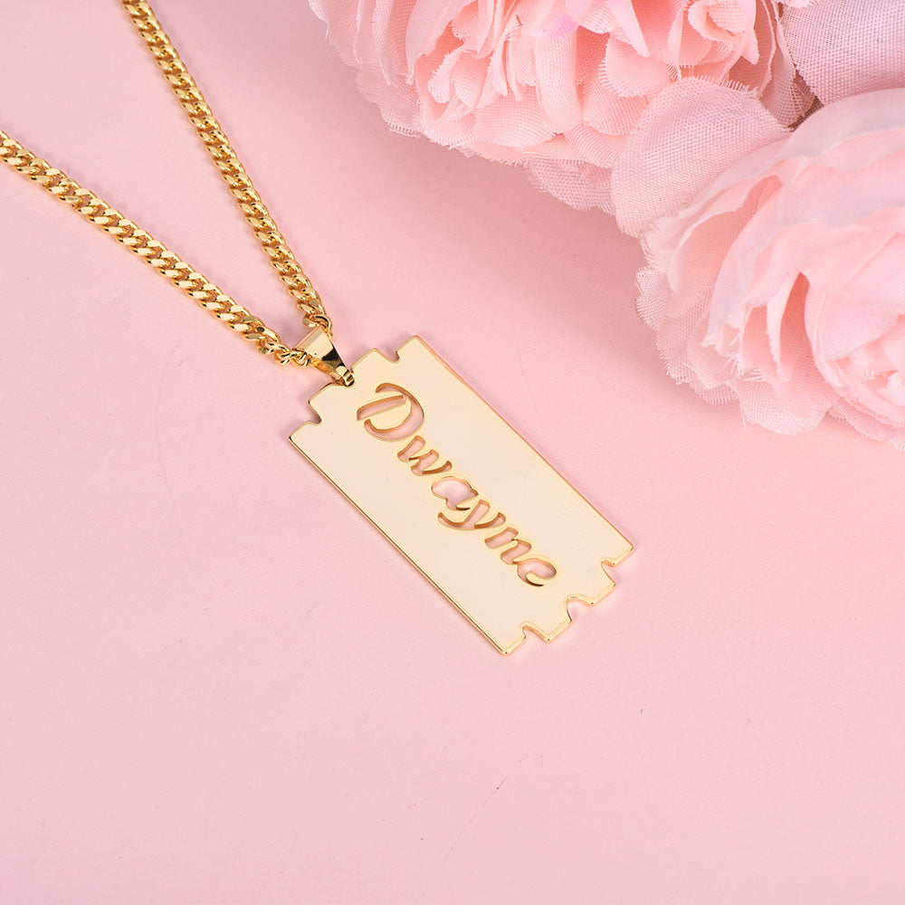 Blade Shape Personalized Cutout Bar Name Necklace-silviax