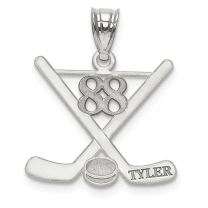 Sports Ice Hockey Sticks Laser Engraved Personalized Custom Number And Name Necklace-silviax