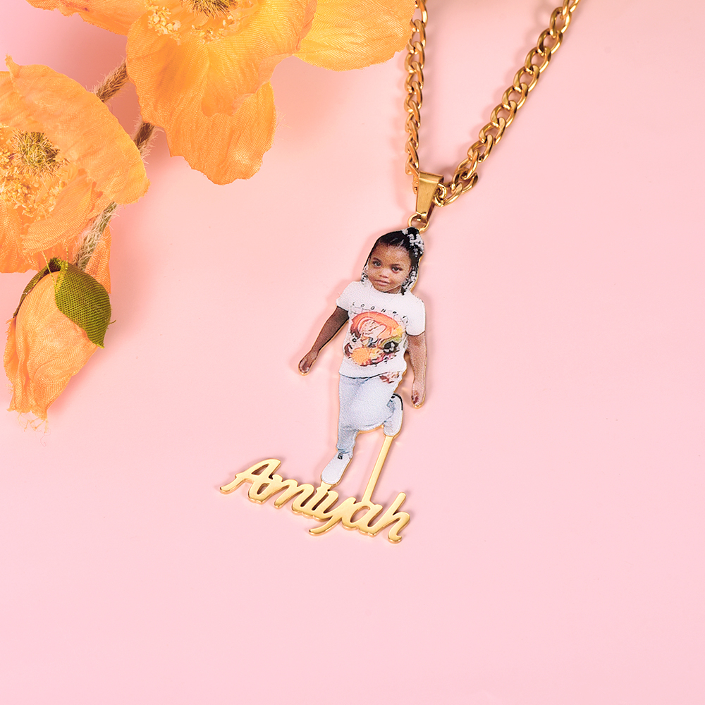 Photo Nameplate Pendant Personalized Custom Name Necklace-silviax