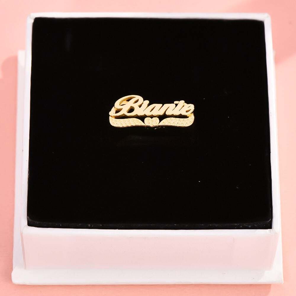 Heart Name Ring Personalized Custom Gold Plated Ring-silviax