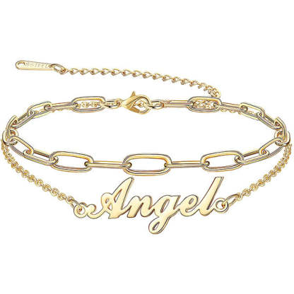 Personalized Double Layer Name Anklets with Link Anklets Bracelets-silviax