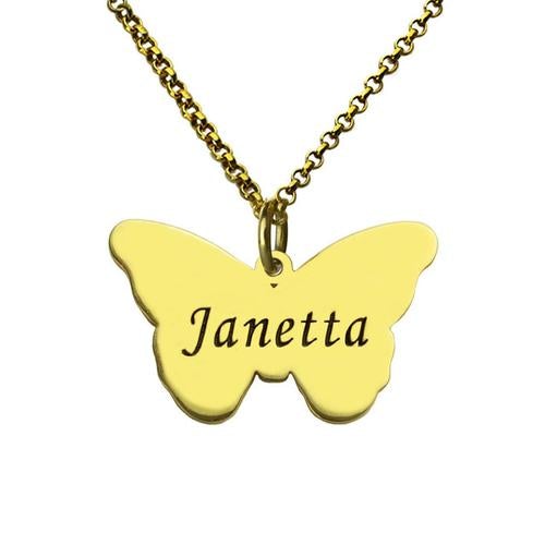 Butterfly Name Necklace Gold Plated-silviax