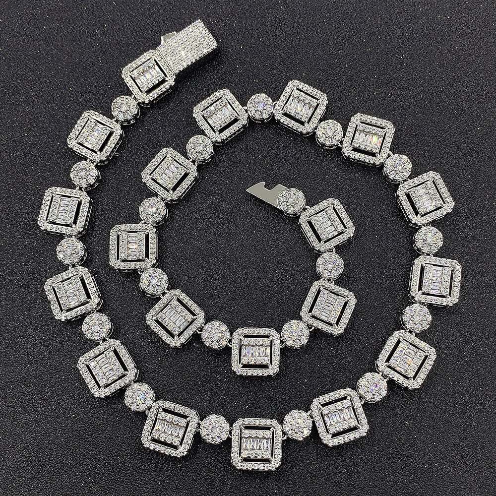 12mm Gold Plated Zircon Necklace Hip Hop Style-silviax