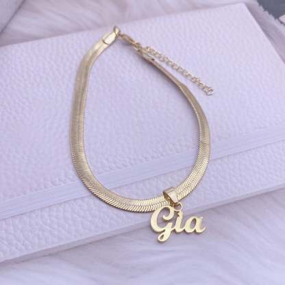 925 Sterling Silver Nameplate Pendant with Snake Chain Personalized Name Necklace-silviax