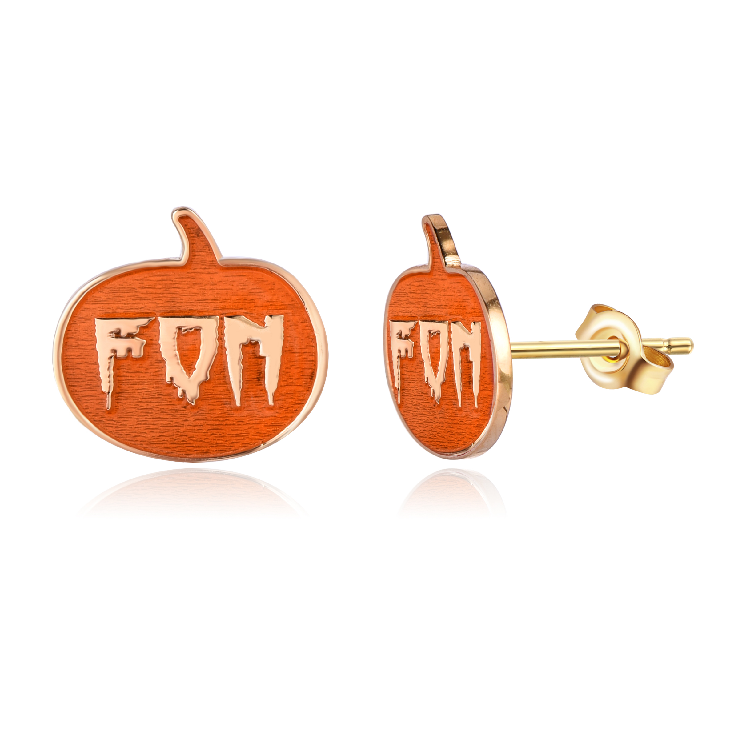 Halloween Pumpkin Gothic Earrings Stud Gold Plated Personalized Name Earrings-silviax