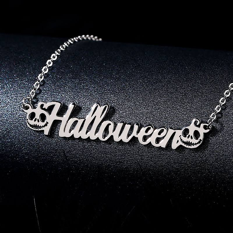 Halloween Double Pumpkins Personalized Custom Gold Plated Name Necklace