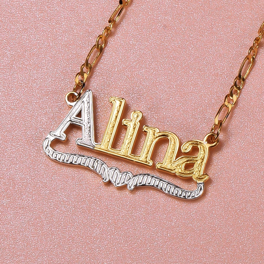 Gold Plated Personalized Two Tone with Heart Name Necklace-silviax